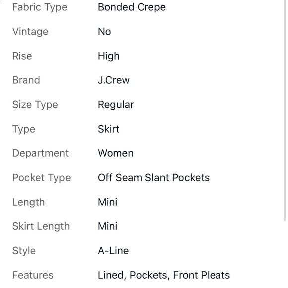 N W/O Tag JCrew A-Line Mini Skirt In Bonded Crepe B4761 Size 6 - Picture 11 of 11